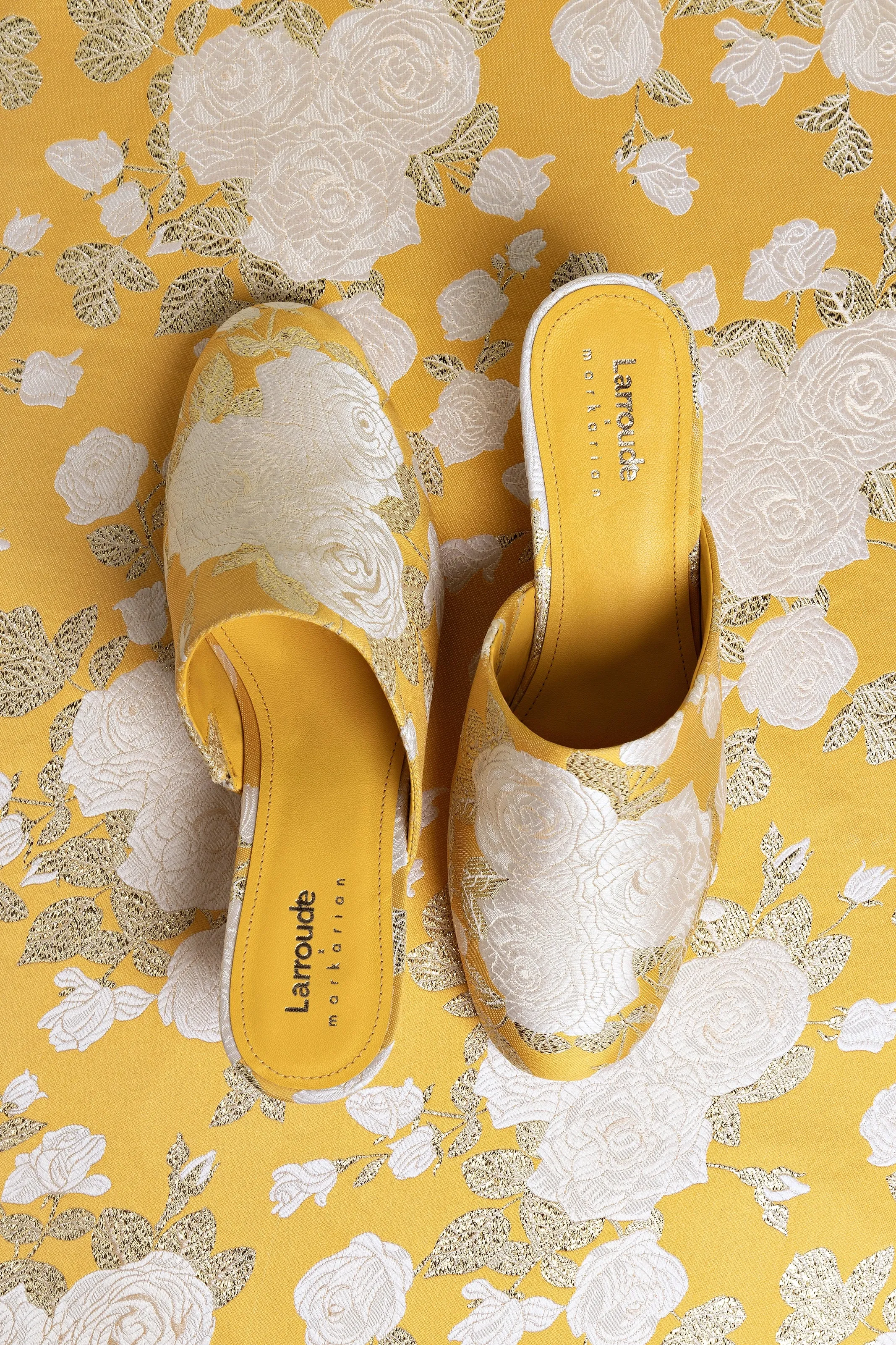 Larroud?? x Markarian Venice Wedge In Yellow Floral Brocade