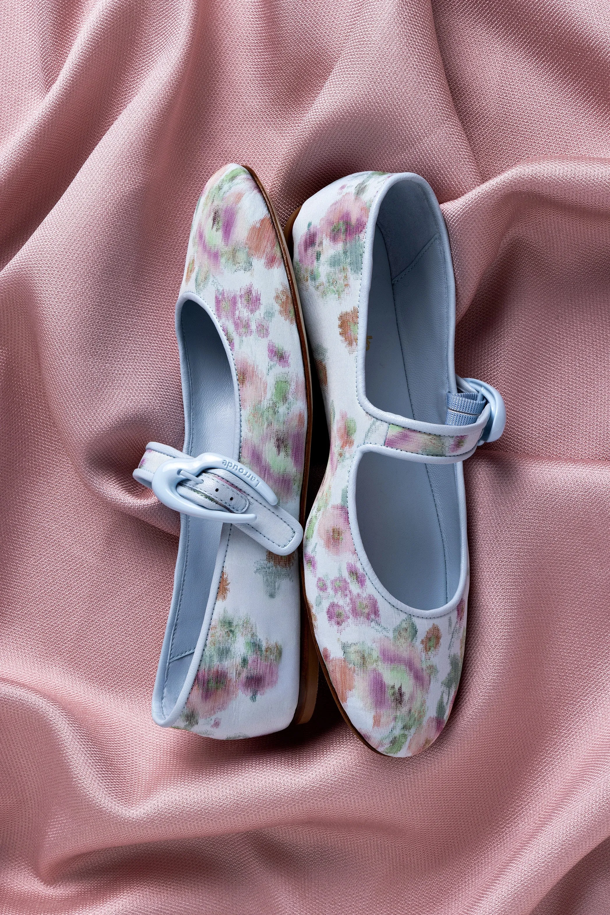 Larroud?? x Markarian Verona Ballet Flat In Apple Blue Floral Ikat