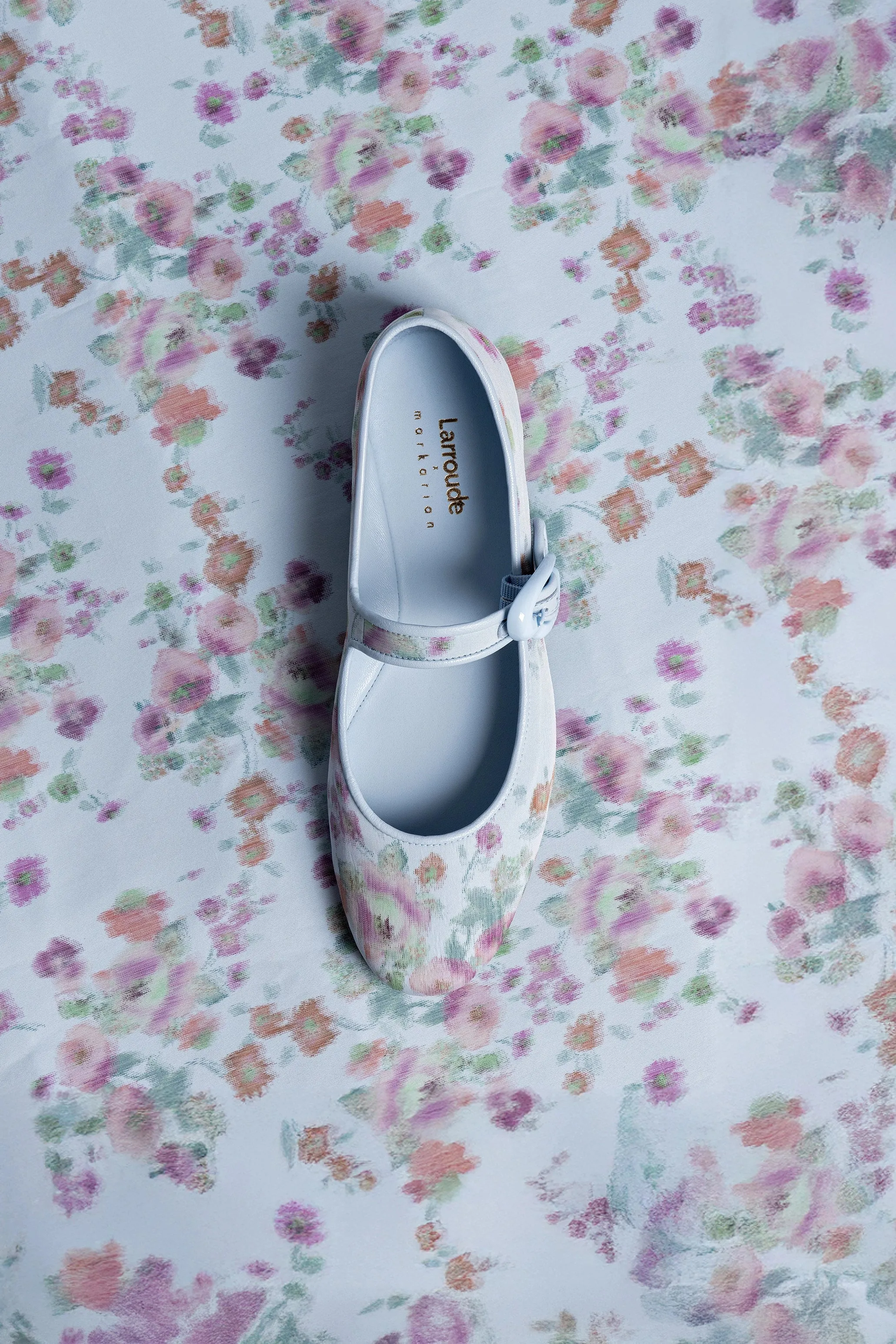 Larroud?? x Markarian Verona Ballet Flat In Apple Blue Floral Ikat