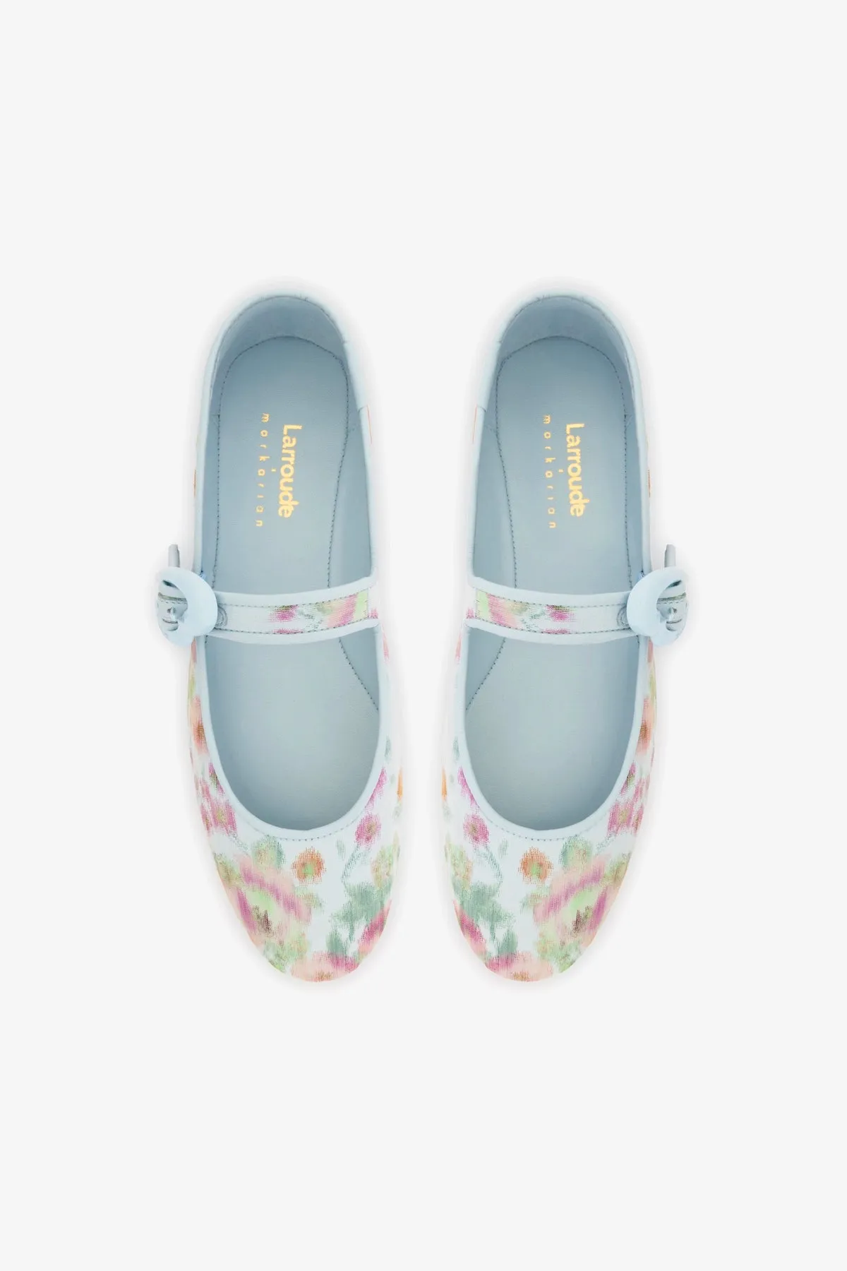 Larroud?? x Markarian Verona Ballet Flat In Apple Blue Floral Ikat