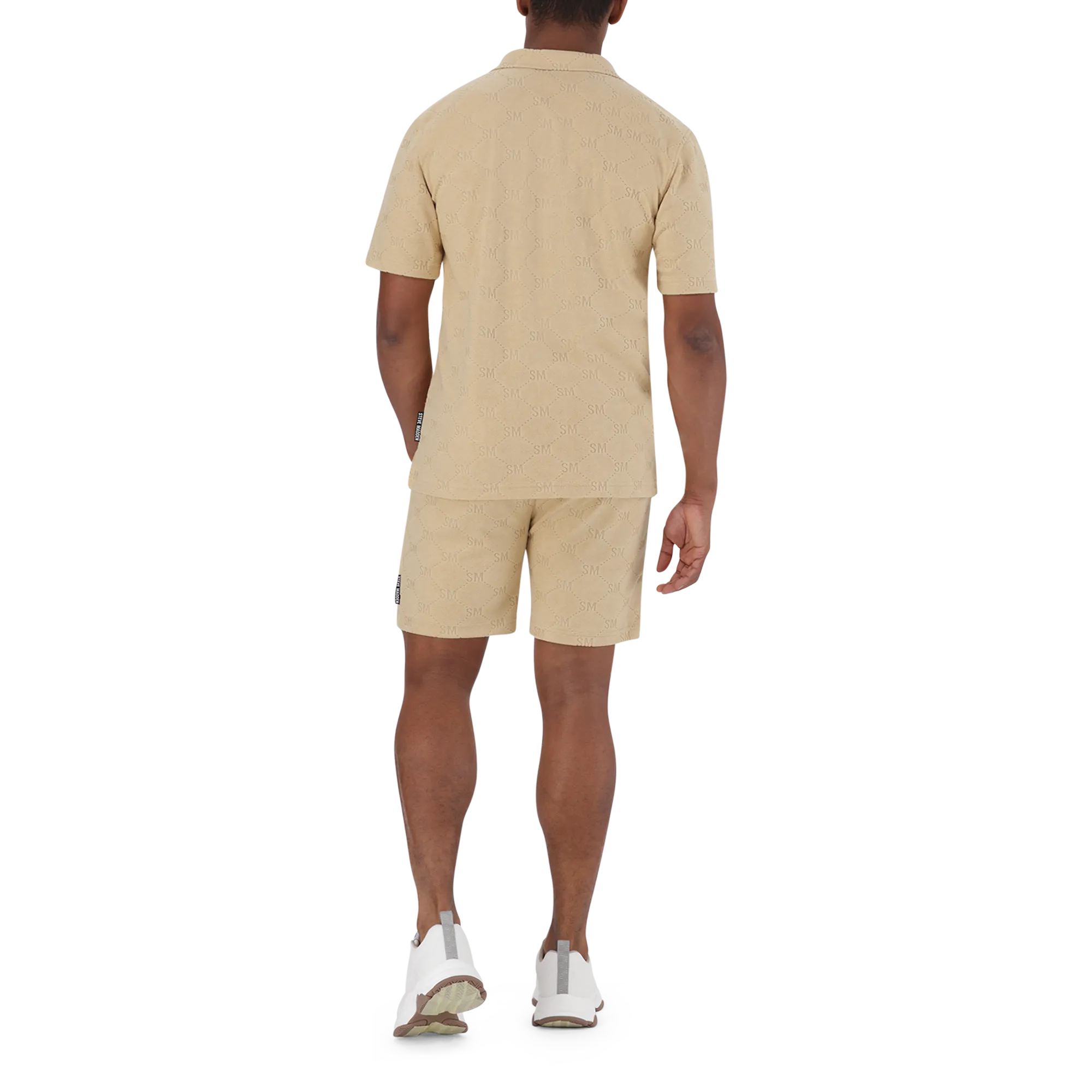 LUIS DARK STONE EMBOSSED JOGGER SHORTS