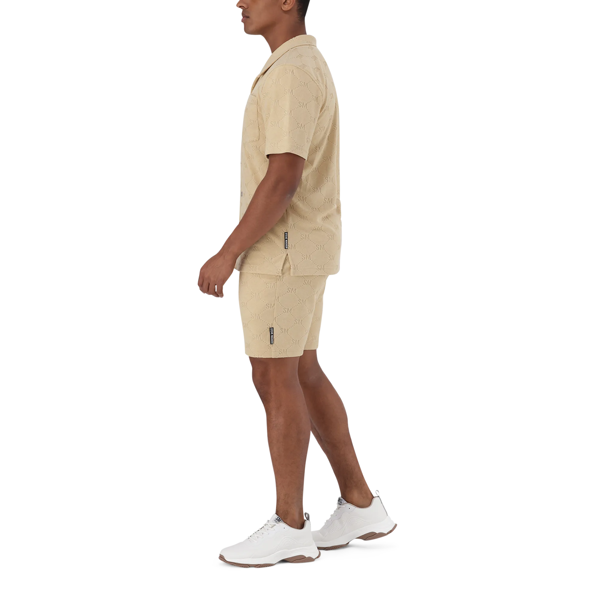 LUIS DARK STONE EMBOSSED JOGGER SHORTS