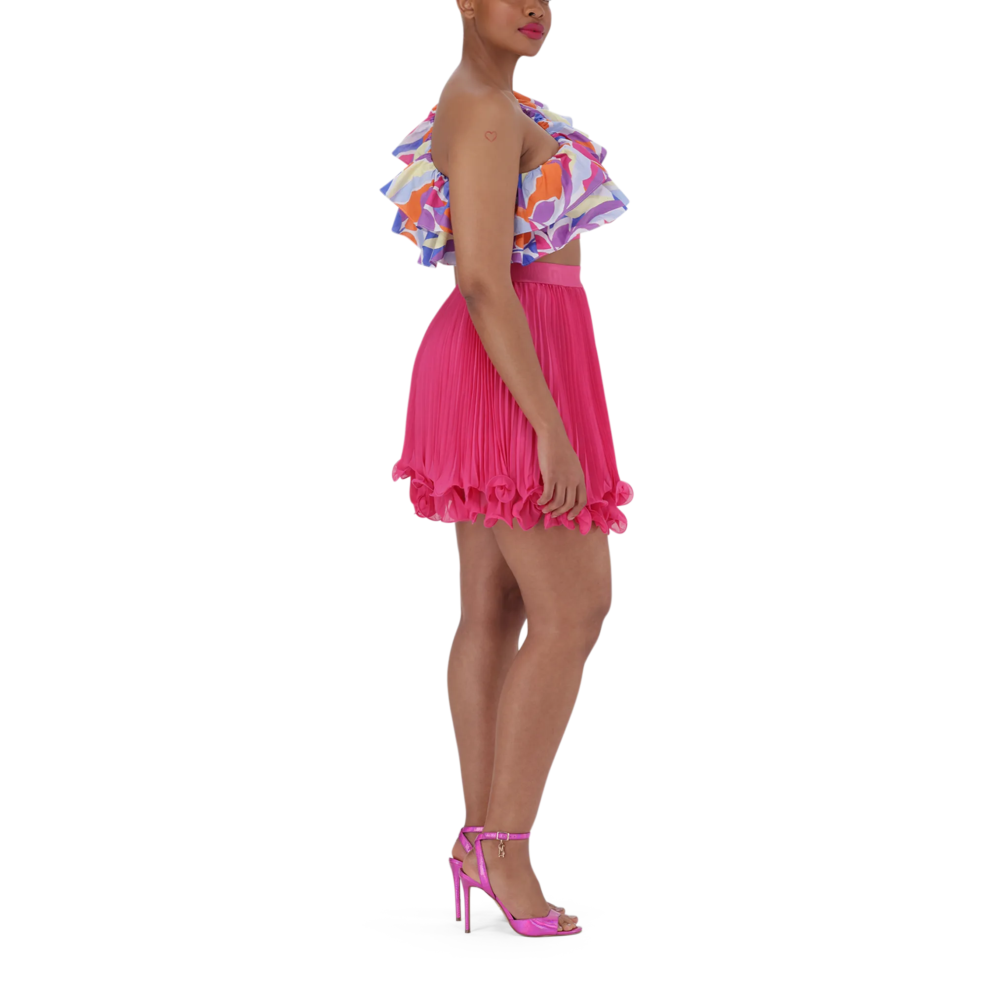 LYRA HOT PINK PLEATED MINI SKIRT