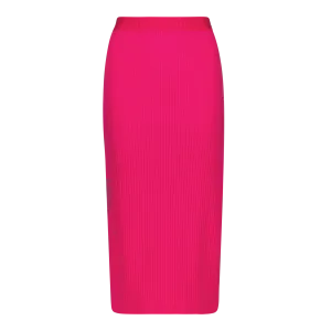 MACIE HOT PINK BODYCON MIDI SKIRT WITH GATHERS