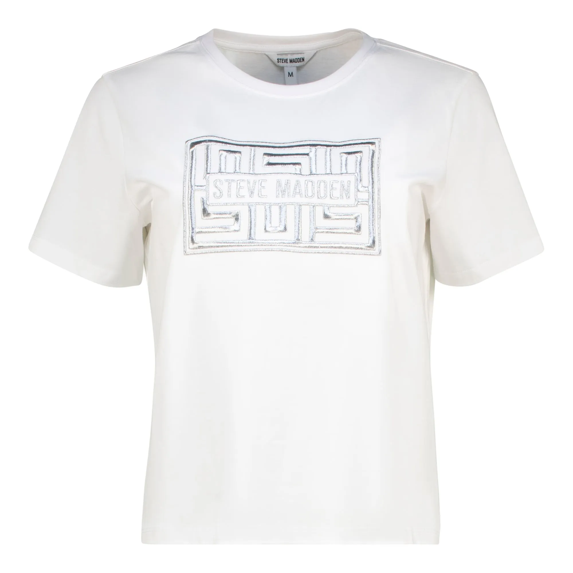 MALISSA WHITE METALLIC LOGO BOXY T-SHIRT