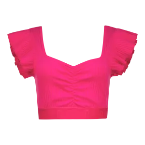 MAREN HOT PINK RUFFLE CROPPED TOP