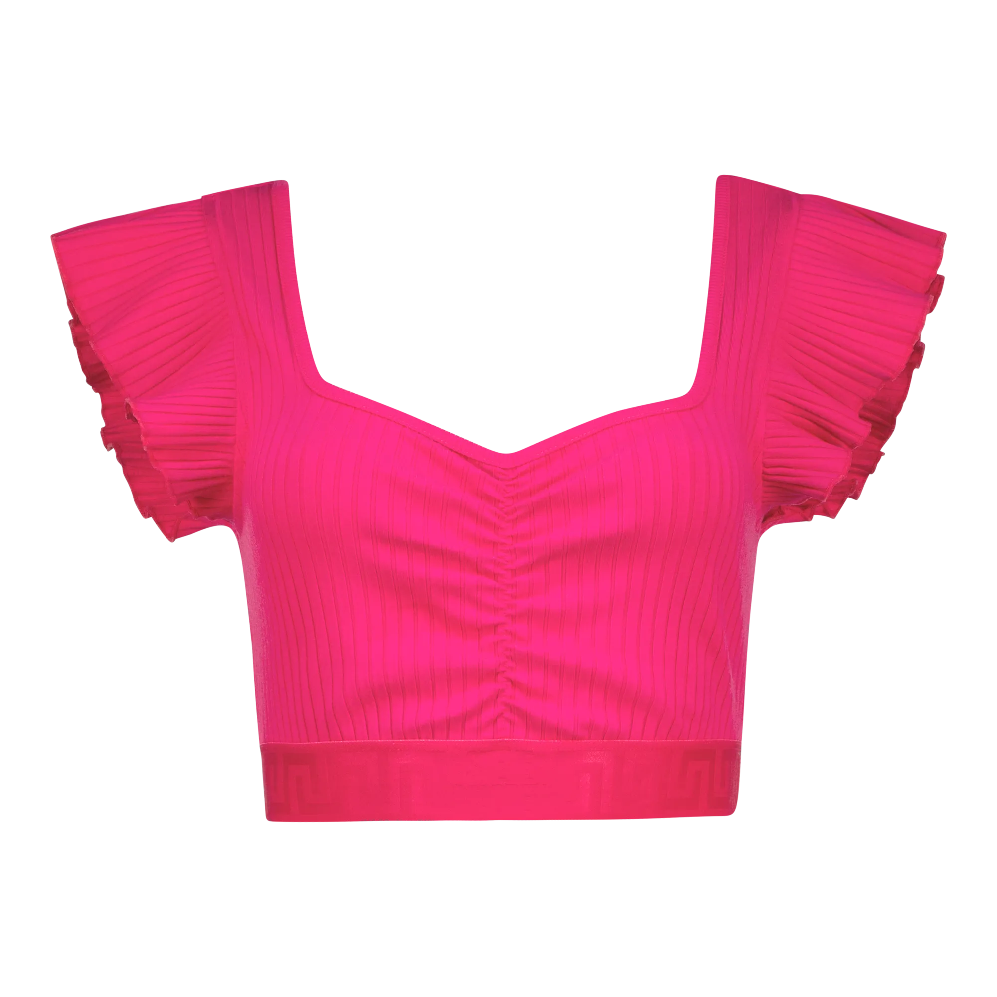 MAREN HOT PINK RUFFLE CROPPED TOP