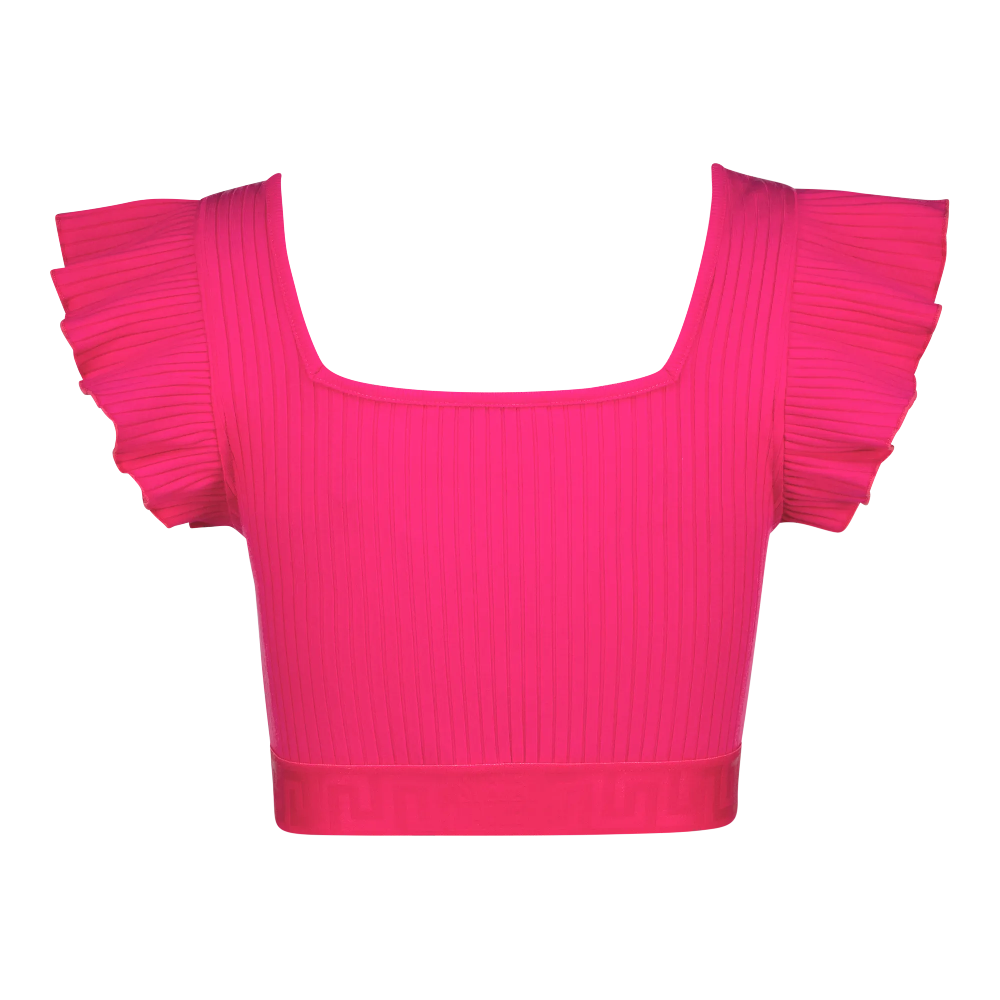MAREN HOT PINK RUFFLE CROPPED TOP