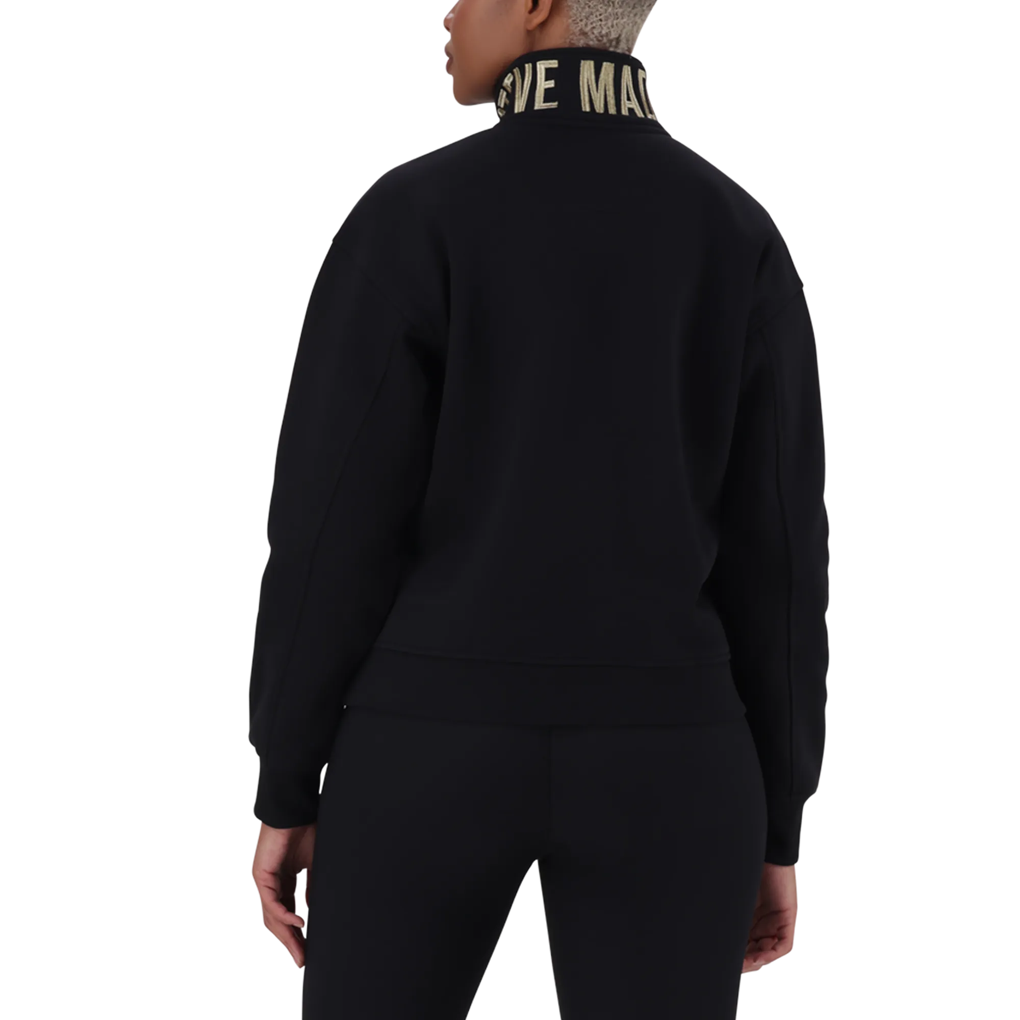 MAXINE BLACK COLLARED FLEECE SWEAT 1/4 ZIP