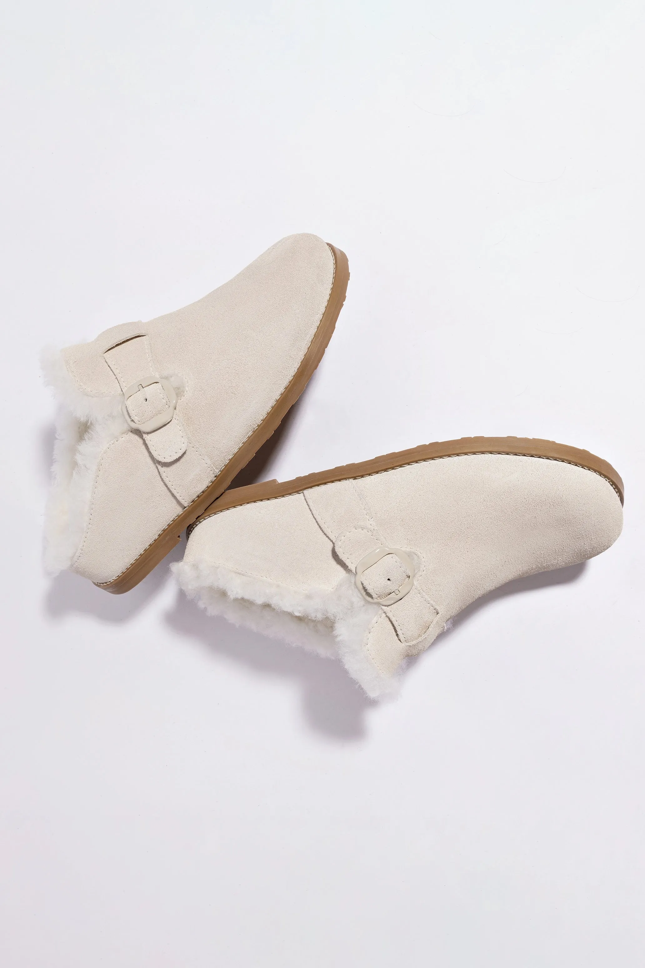 Milan Fur Clog In Mushroom Grey Suede