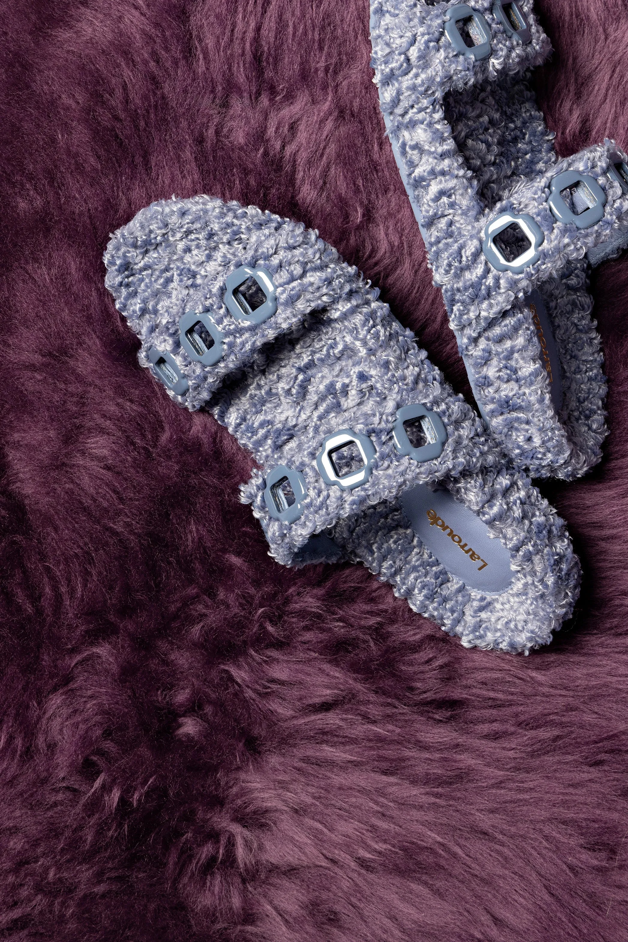 Milan Slide In Blue Faux Fur