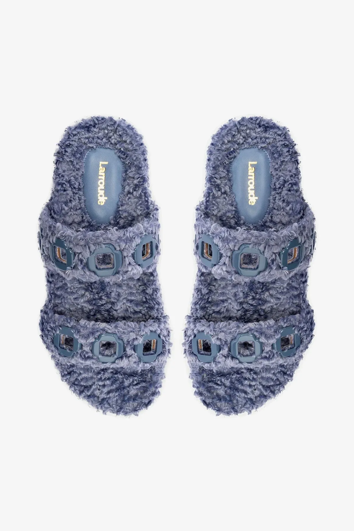 Milan Slide In Blue Faux Fur