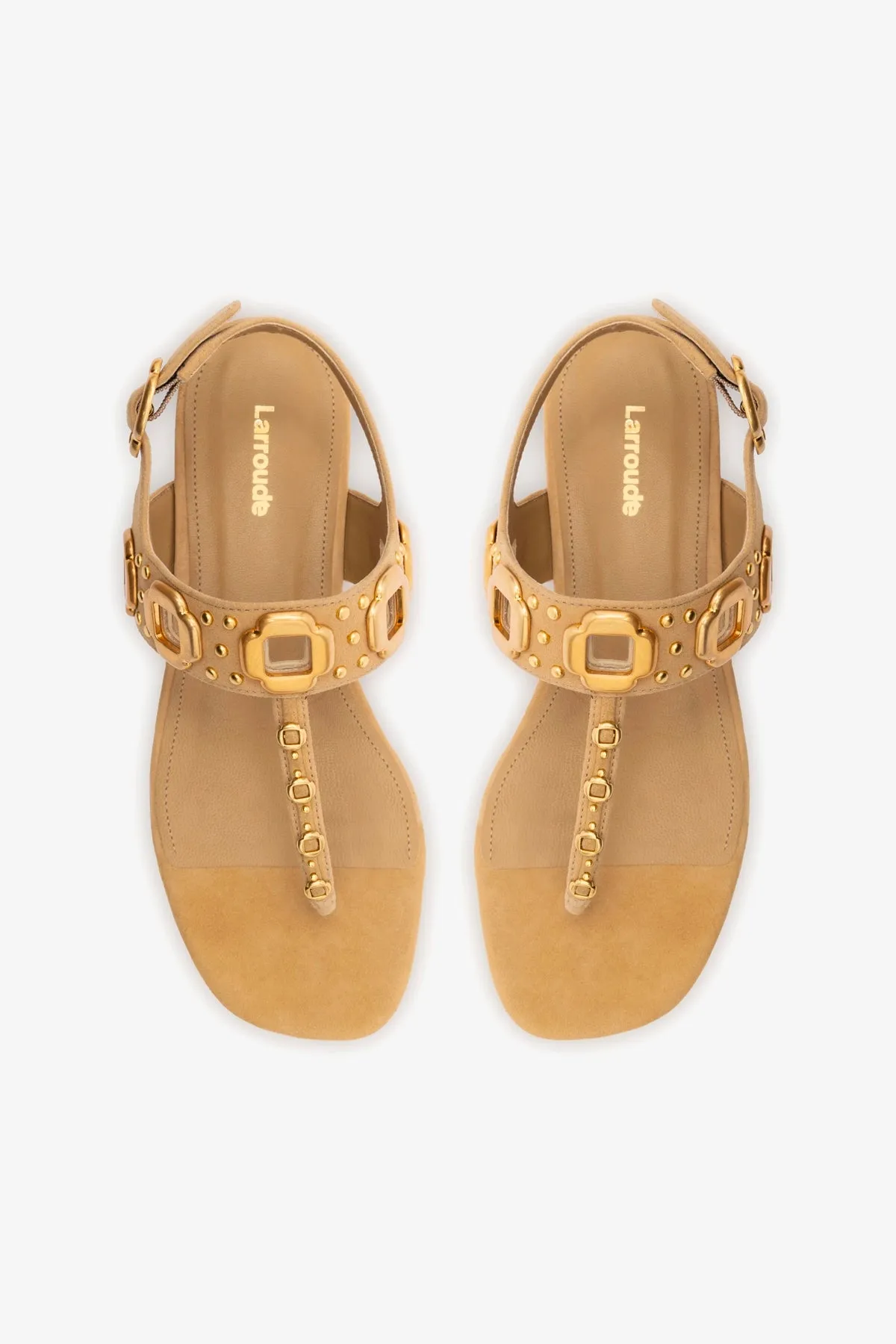 Milan Studs Thong Sandal In Peanut Suede