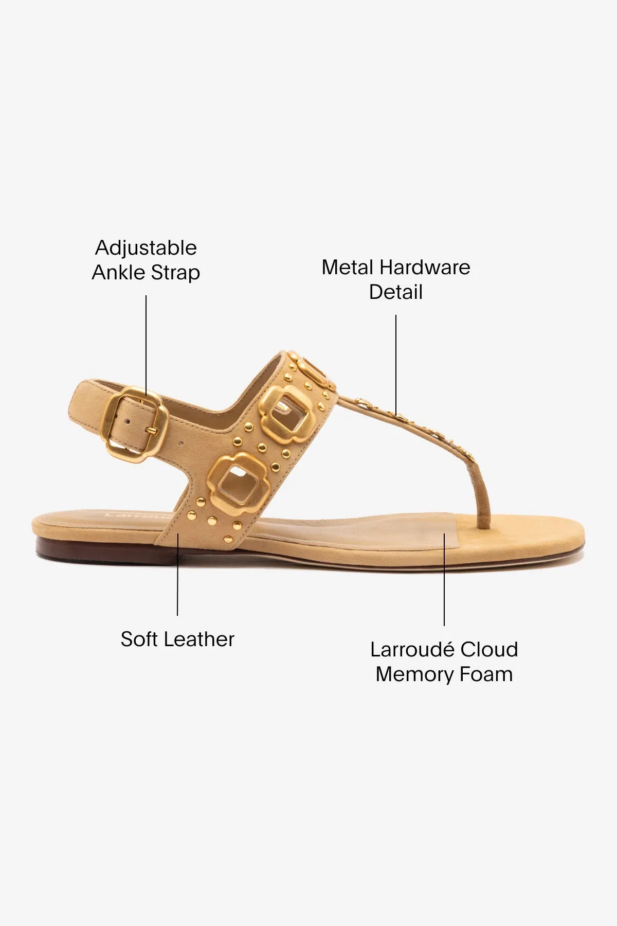 Milan Studs Thong Sandal In Peanut Suede