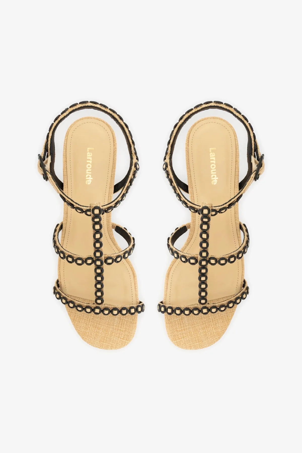 Milanina Block Sandal In Beige Raffia