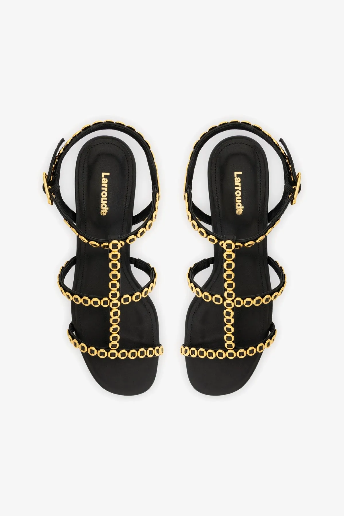 Milanina Block Sandal In Black Leather