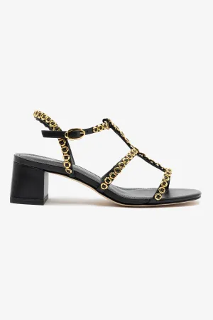 Milanina Block Sandal In Black Leather
