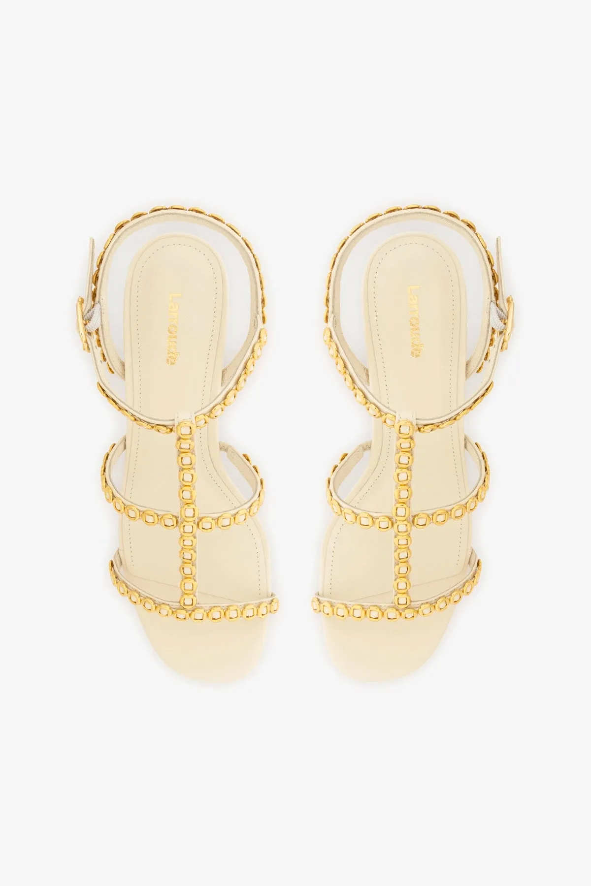 Milanina Block Sandal In Ivory Leather