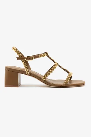 Milanina Block Sandal In Russet Leather