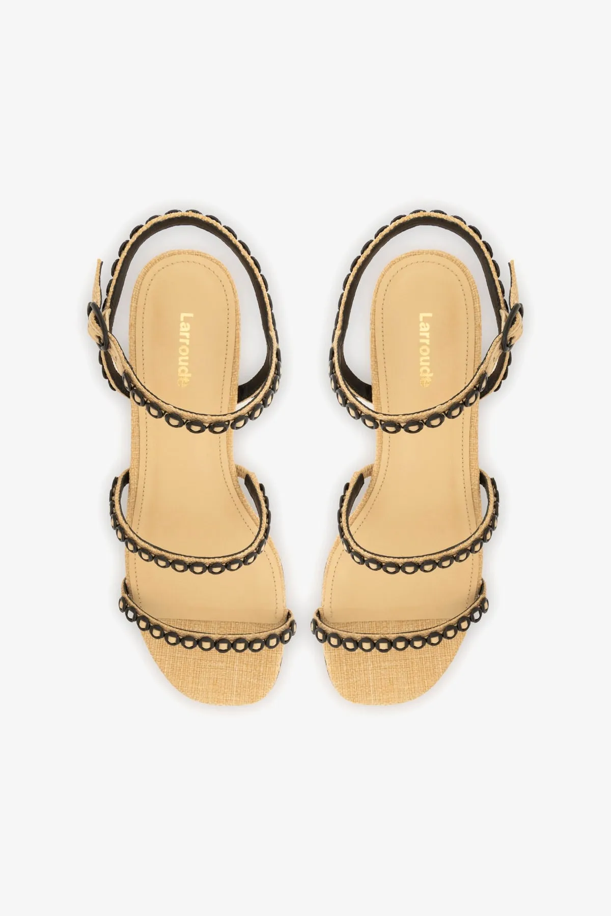 Milanina Flat Sandal In Beige Raffia