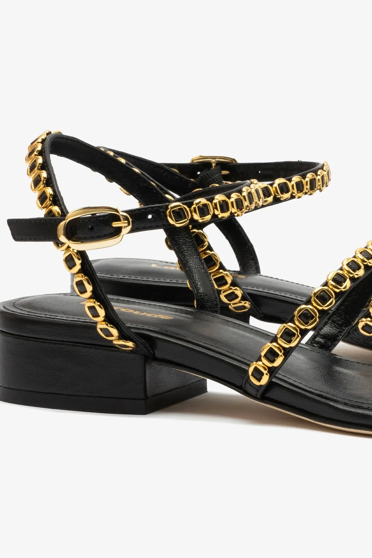 Milanina Flat Sandal In Black Leather