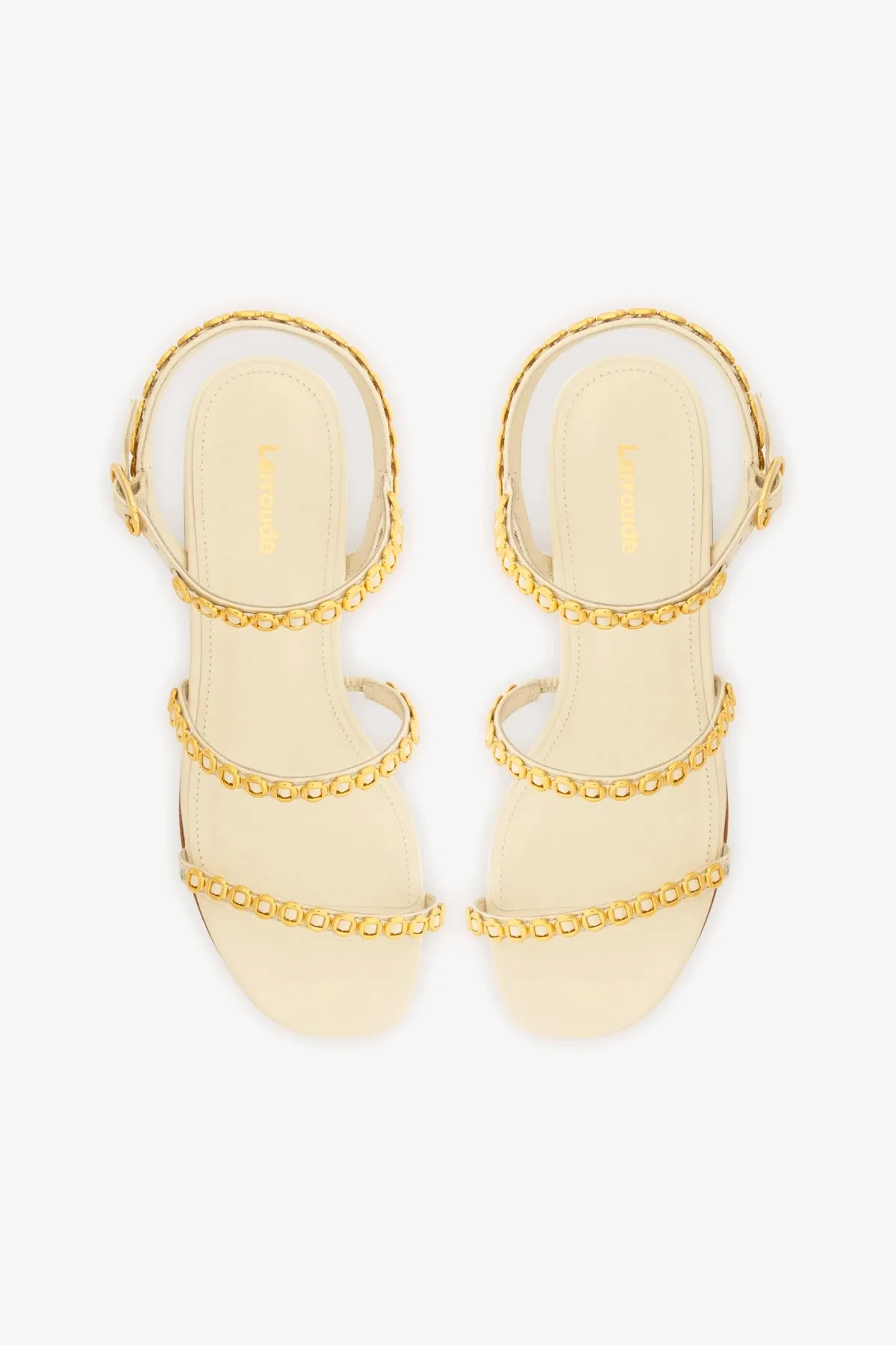 Milanina Flat Sandal In Ivory Leather