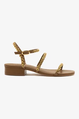 Milanina Flat Sandal In Russet Leather