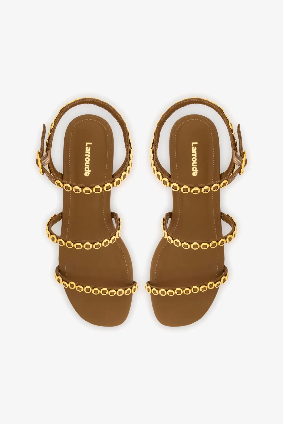 Milanina Flat Sandal In Russet Leather