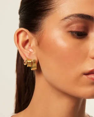 MILEY 3 PACK EARRINGS - GOLD PLATED 18K