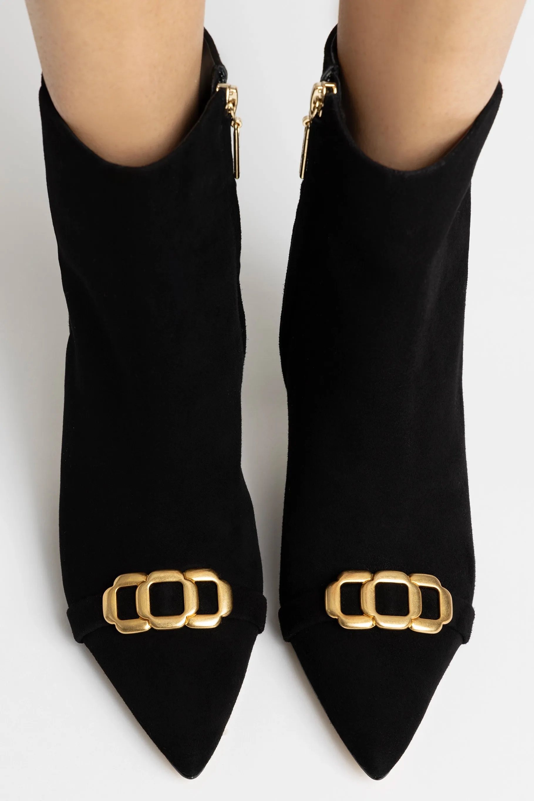 Mini Kate Boot In Black Suede and Daisy Accent