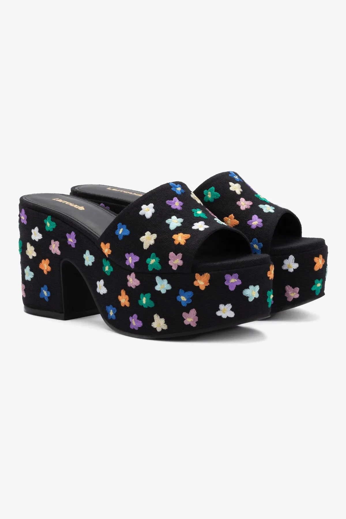 Miso Platform Sandal In Black Linen