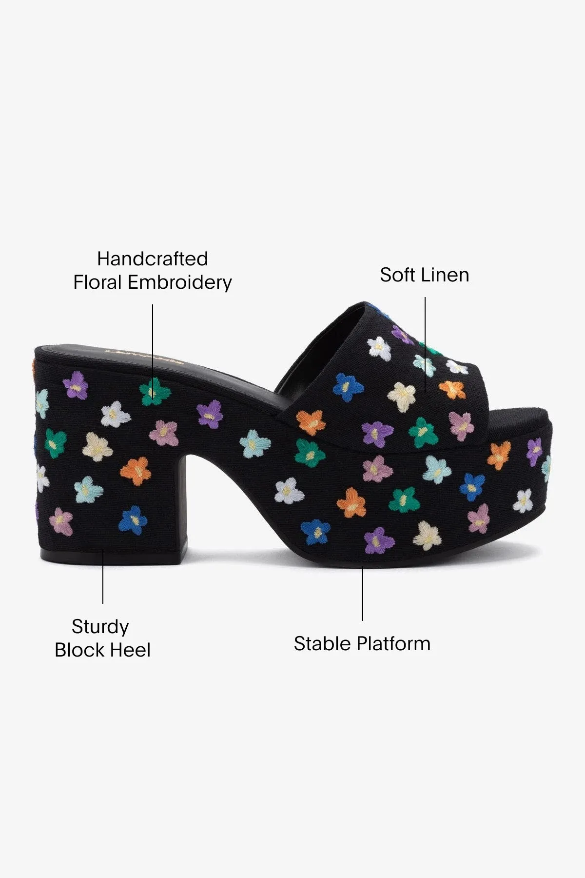 Miso Platform Sandal In Black Linen