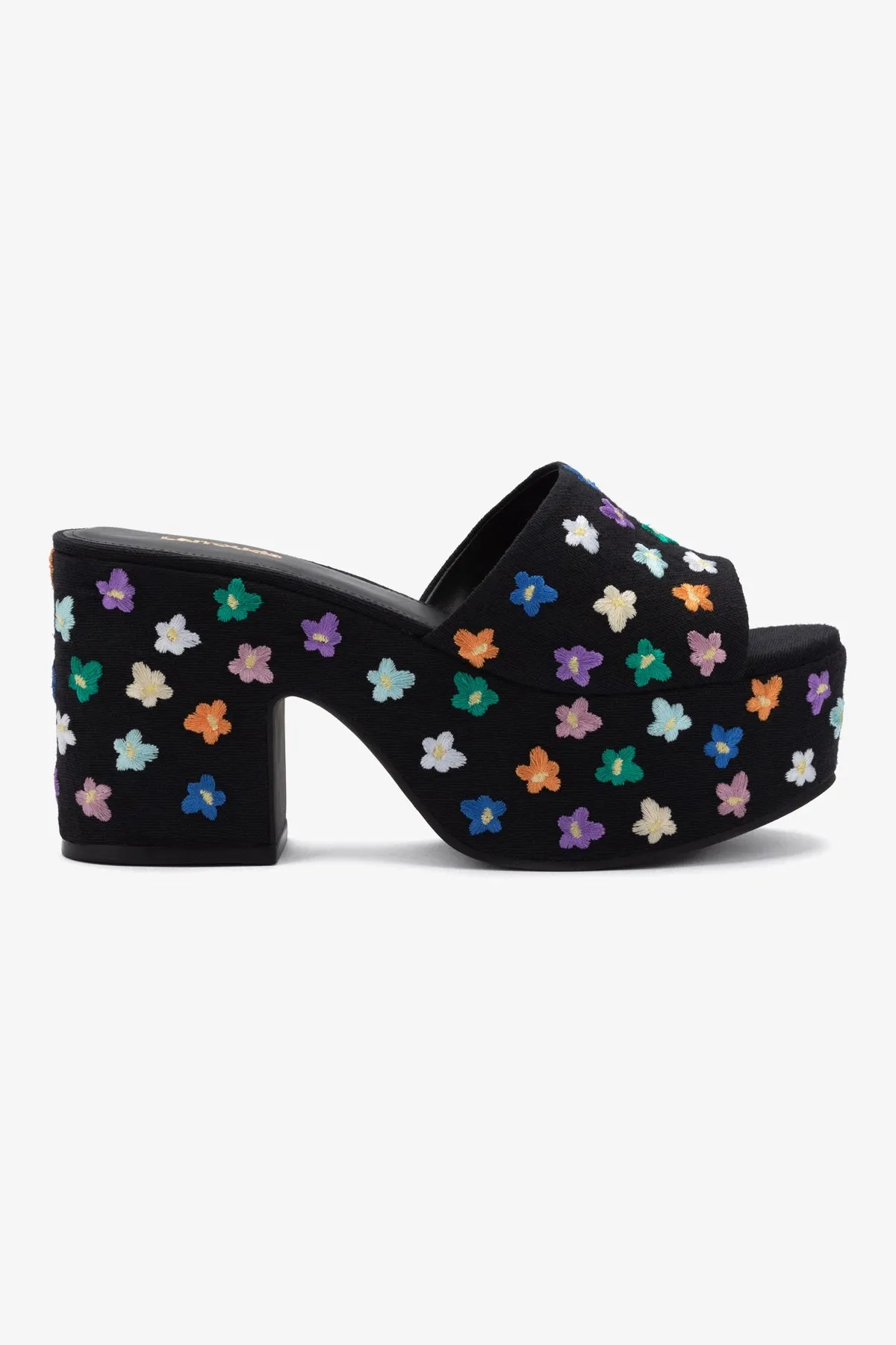 Miso Platform Sandal In Black Linen