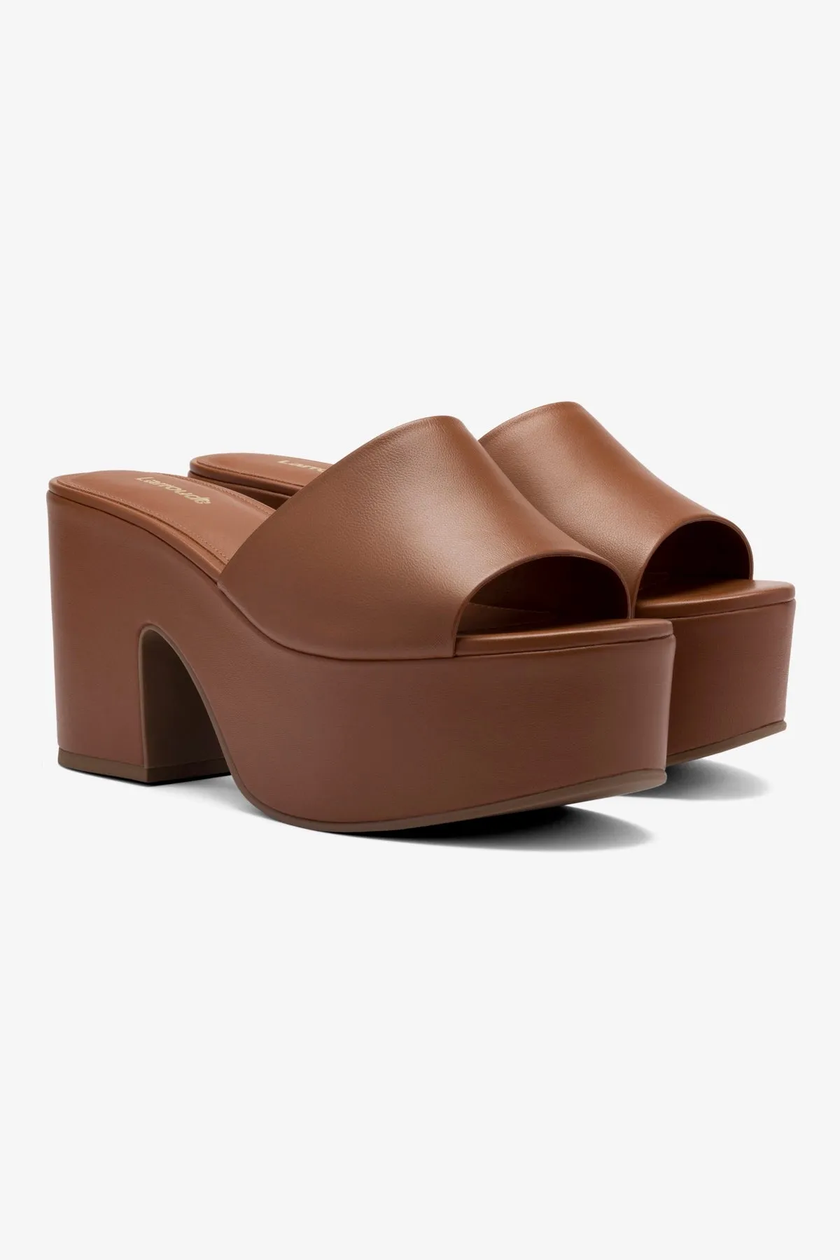 Miso Platform Sandal In Caramel Leather