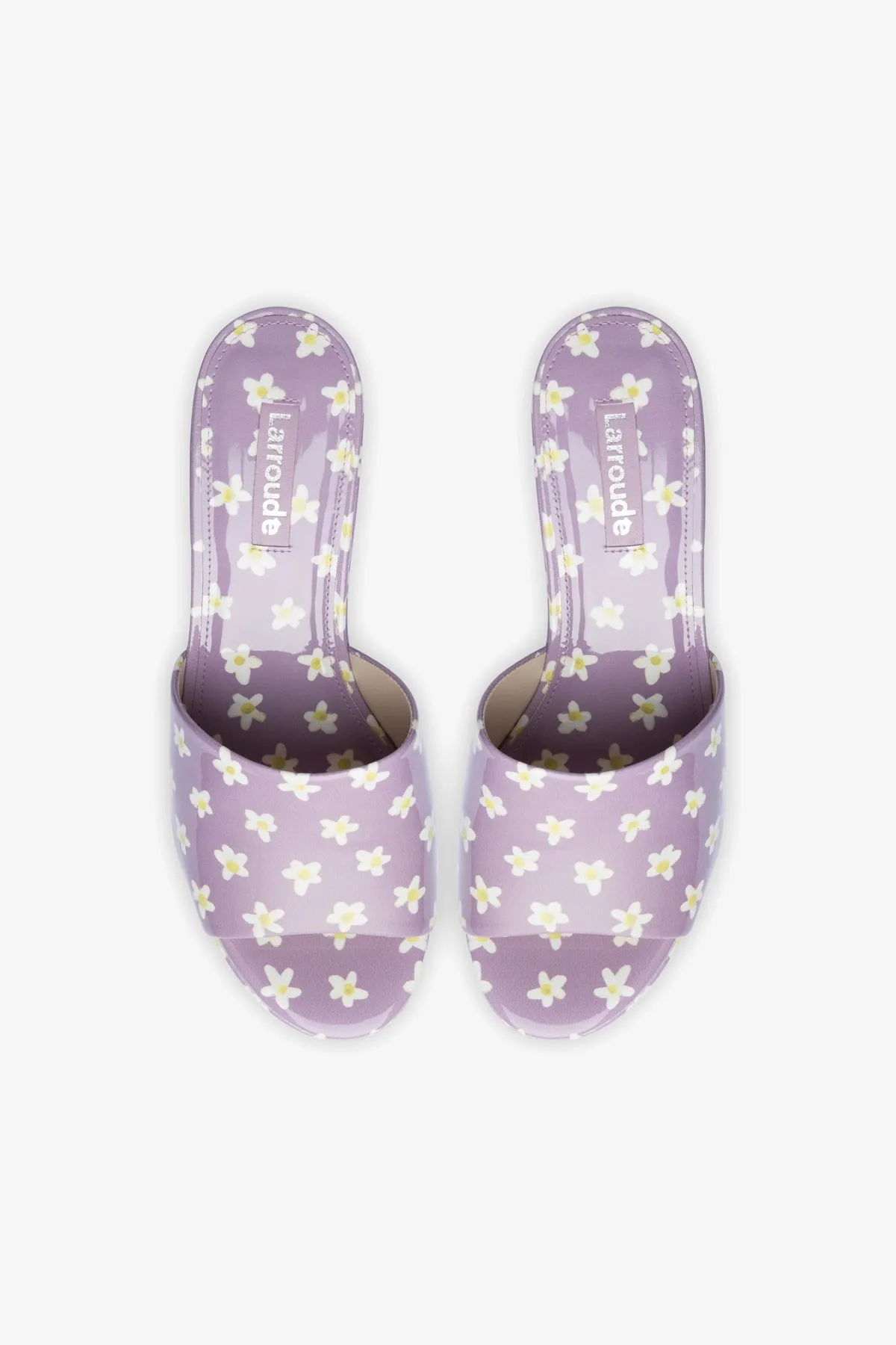 Miso Platform Sandal In Lavender Floral Patent Leather