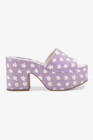 Miso Platform Sandal In Lavender Floral Patent Leather