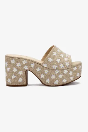 Miso Platform Sandal In Raw Linen