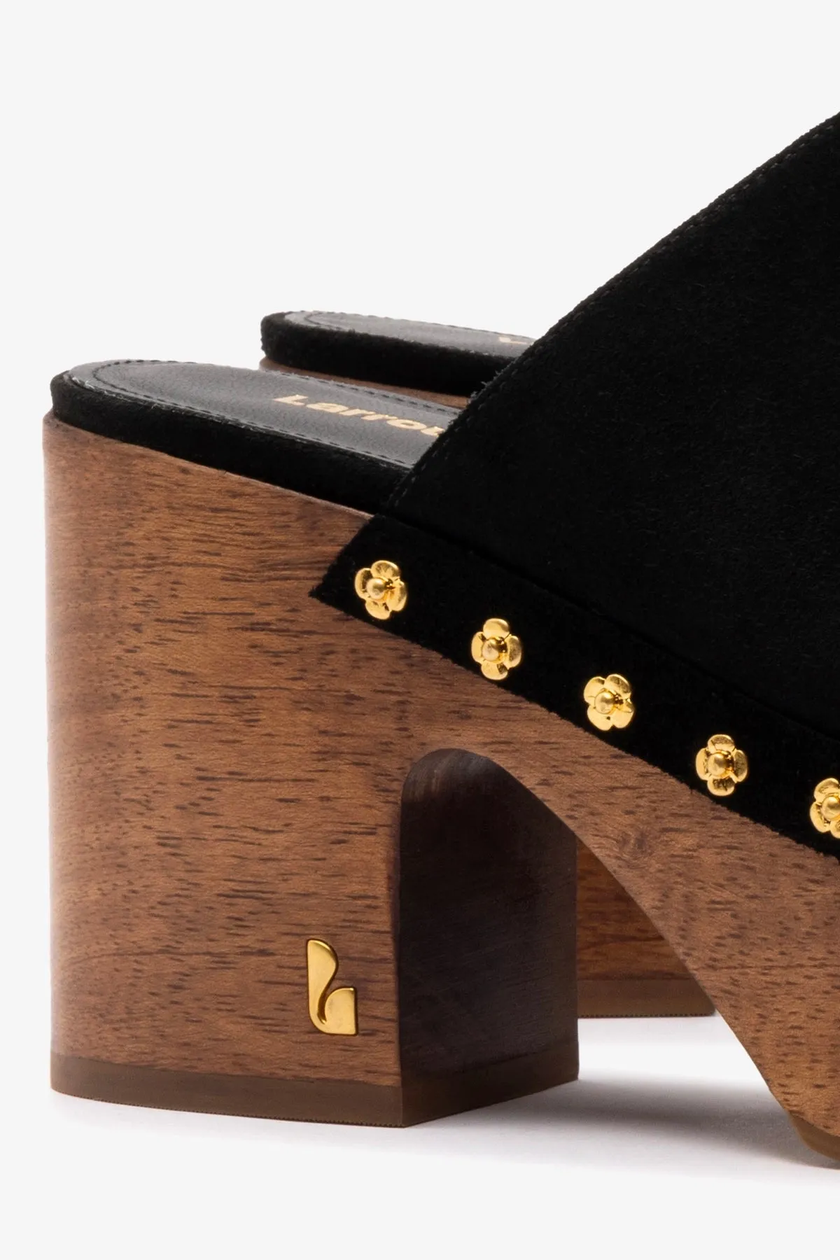 Miso Wooden Platform Clog In Black Suede