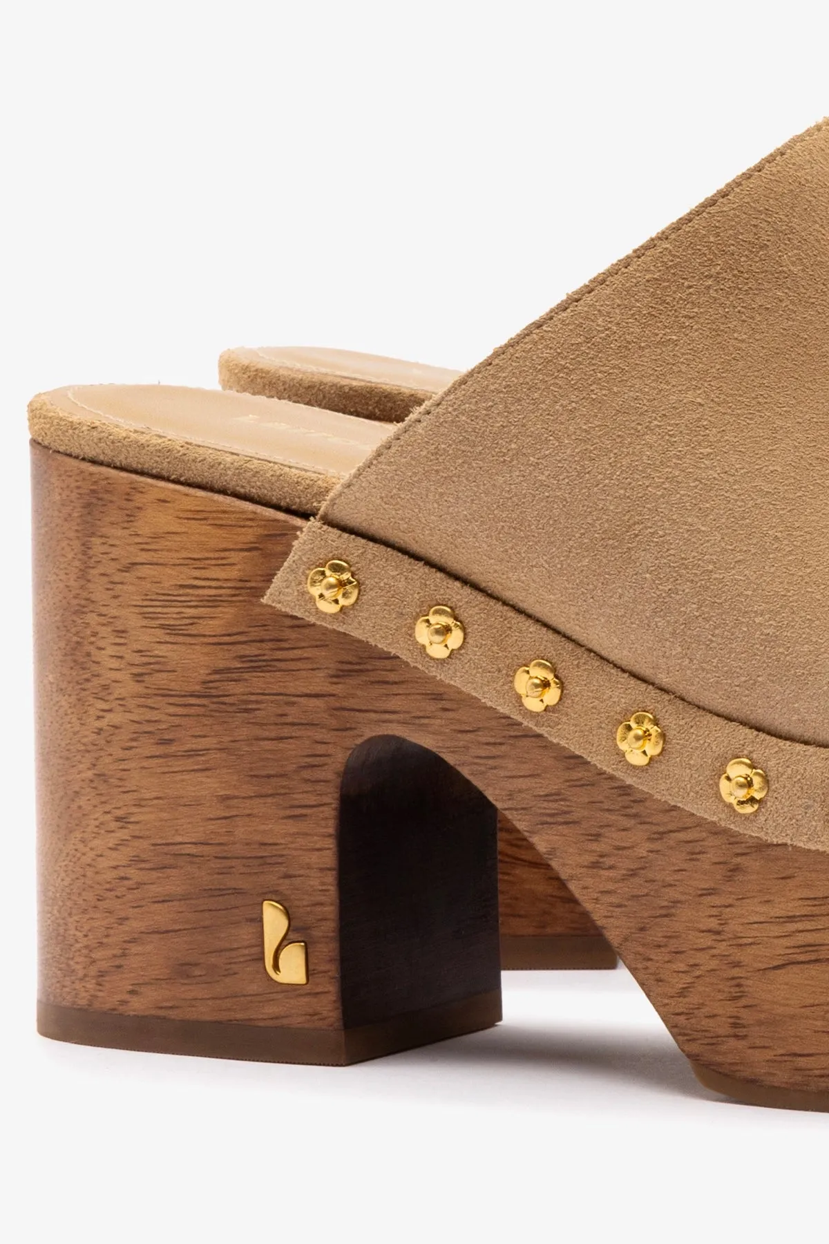 Miso Wooden Platform Clog In Peanut Suede