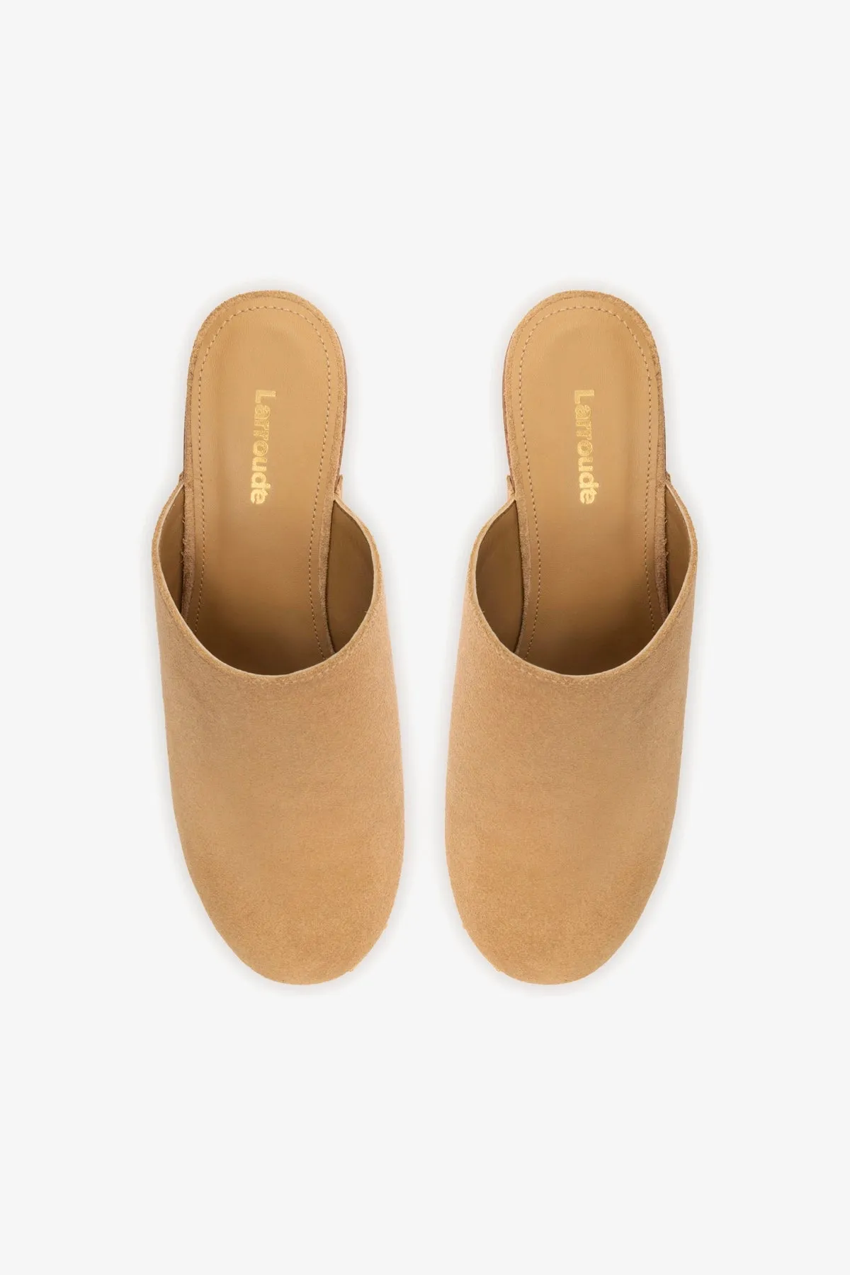 Miso Wooden Platform Clog In Peanut Suede