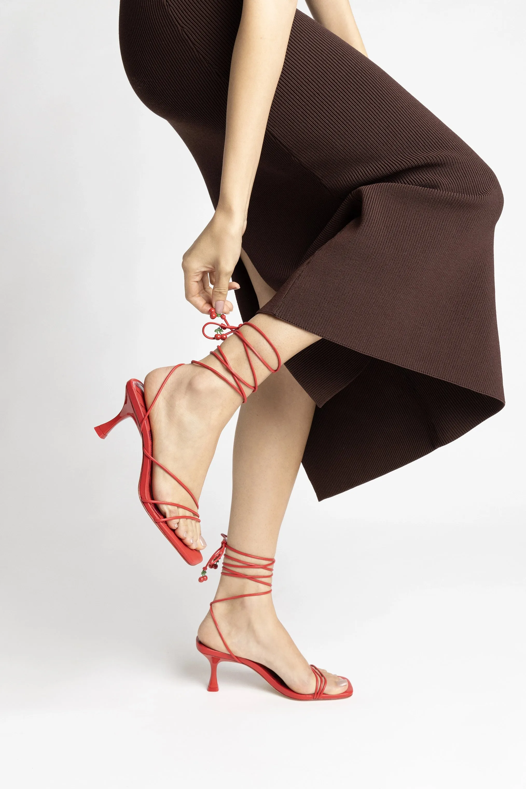 Nadia Sandal In Scarlet Leather