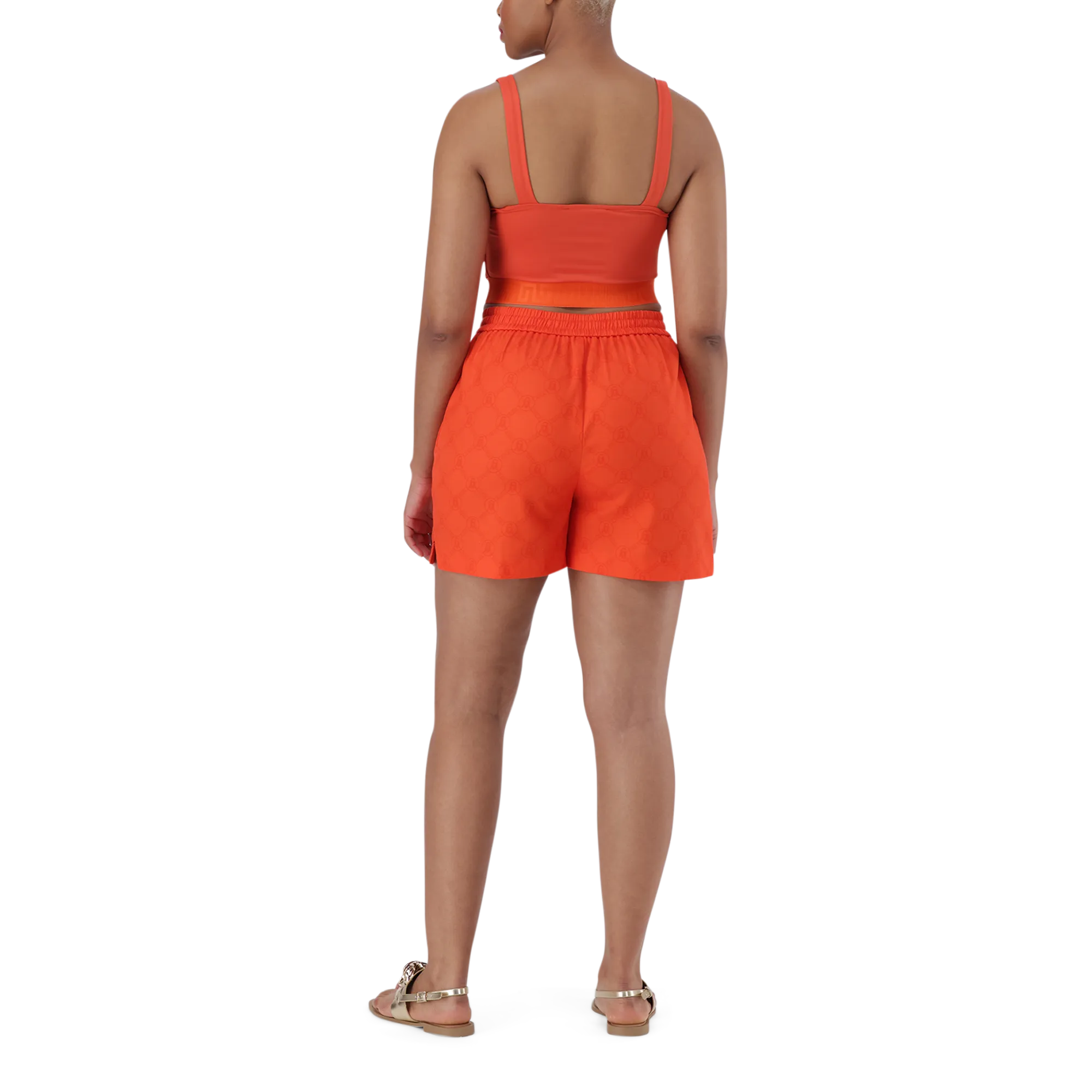 NADIA TANGERINE SQUARE NECK CROPPED TOP