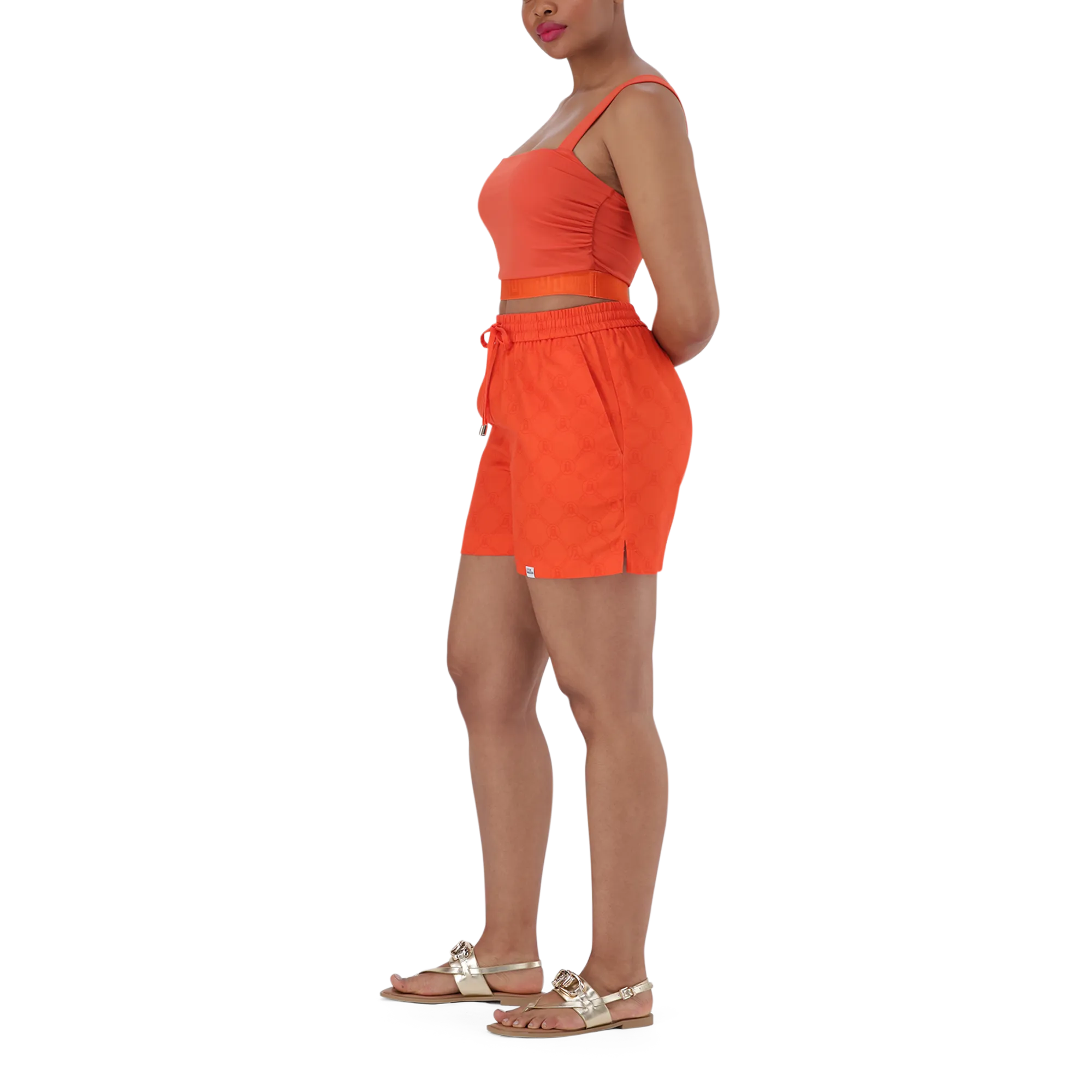 NADIA TANGERINE SQUARE NECK CROPPED TOP