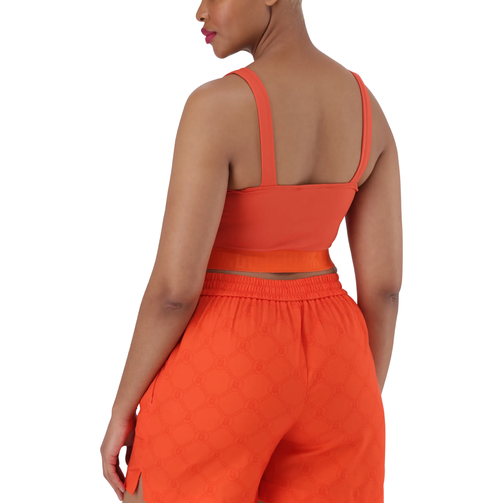 NADIA TANGERINE SQUARE NECK CROPPED TOP
