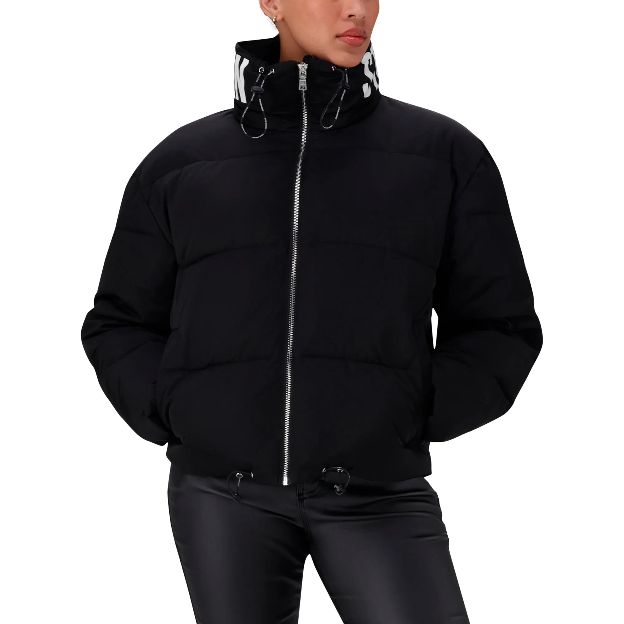 NASH BLACK CROPPED PUFFER WITH DETACHABLE HOOD