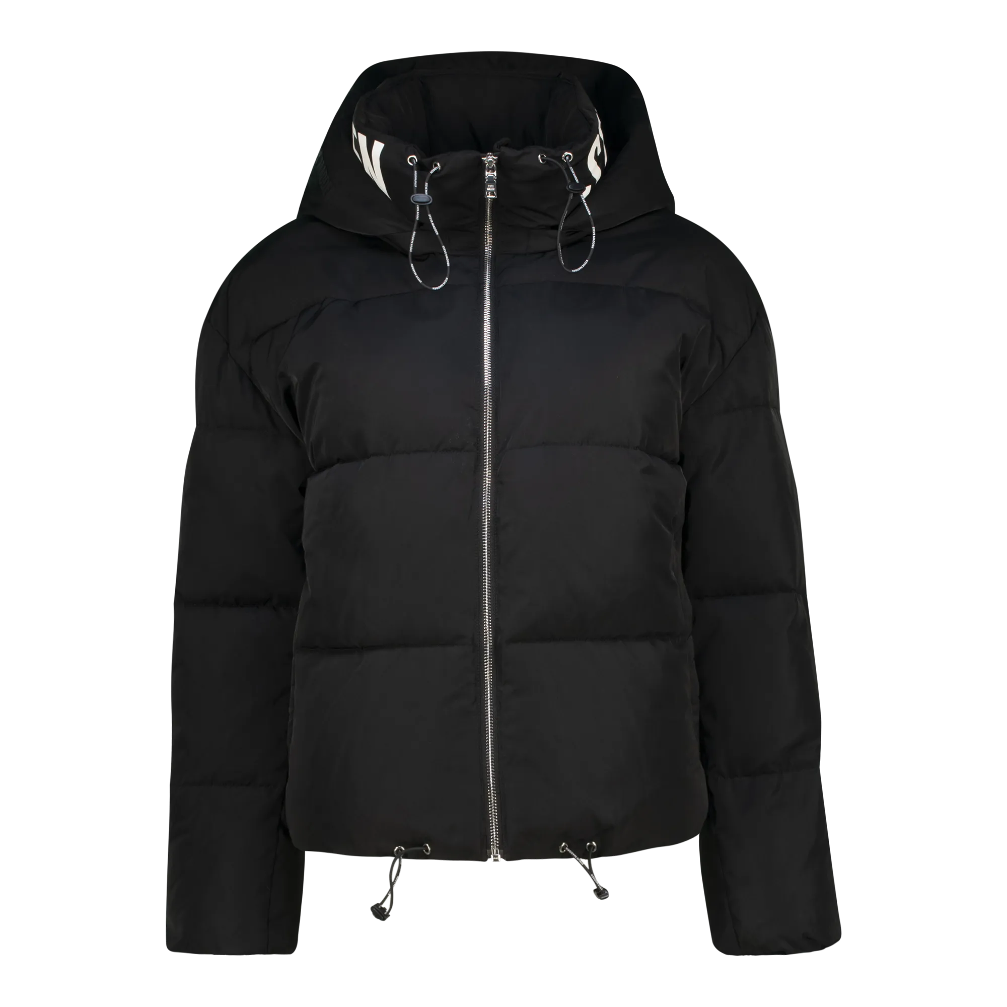 NASH BLACK CROPPED PUFFER WITH DETACHABLE HOOD