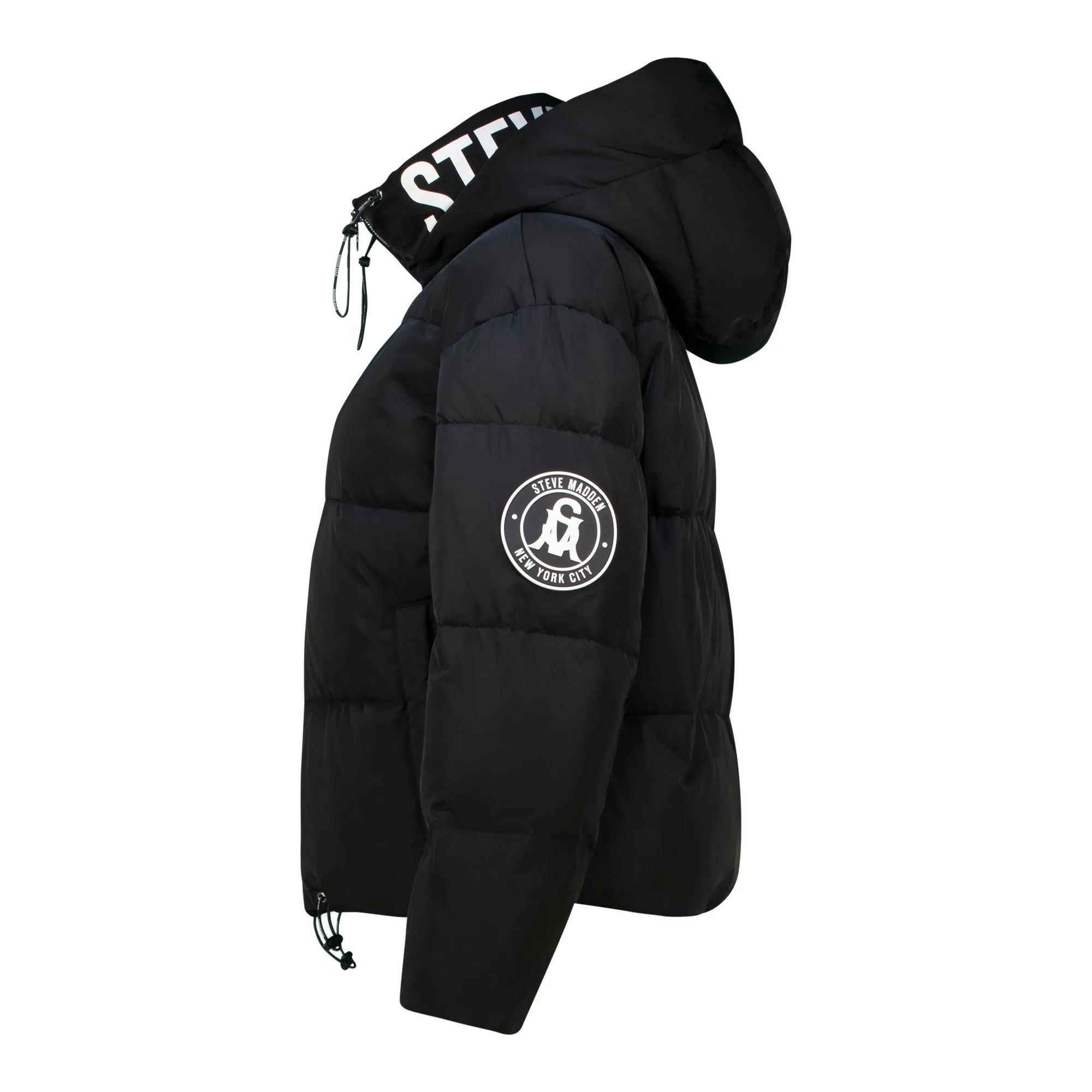 NASH BLACK CROPPED PUFFER WITH DETACHABLE HOOD