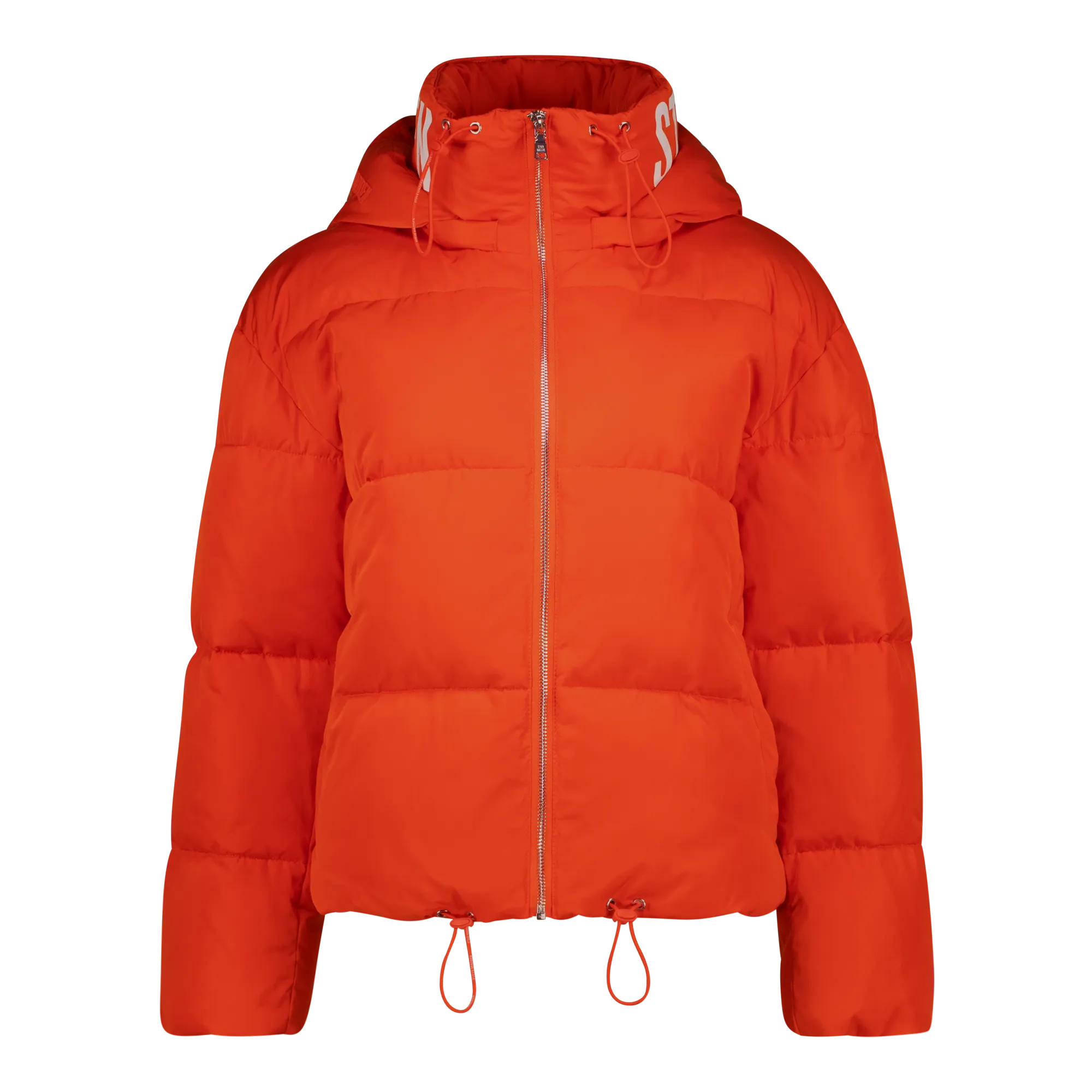 NASH TANGERINE CROPPED PUFFER WITH DETACHABLE HOOD