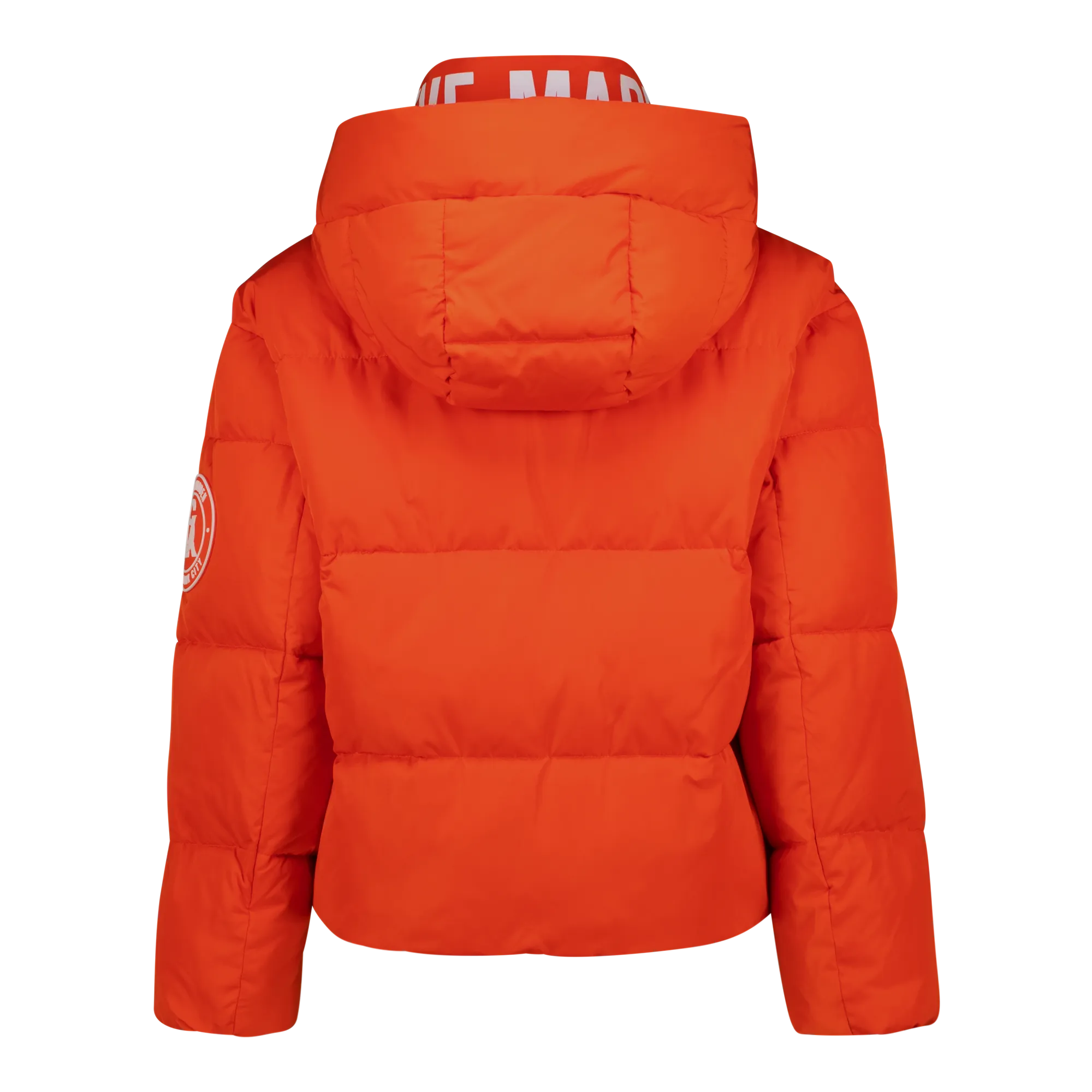 NASH TANGERINE CROPPED PUFFER WITH DETACHABLE HOOD