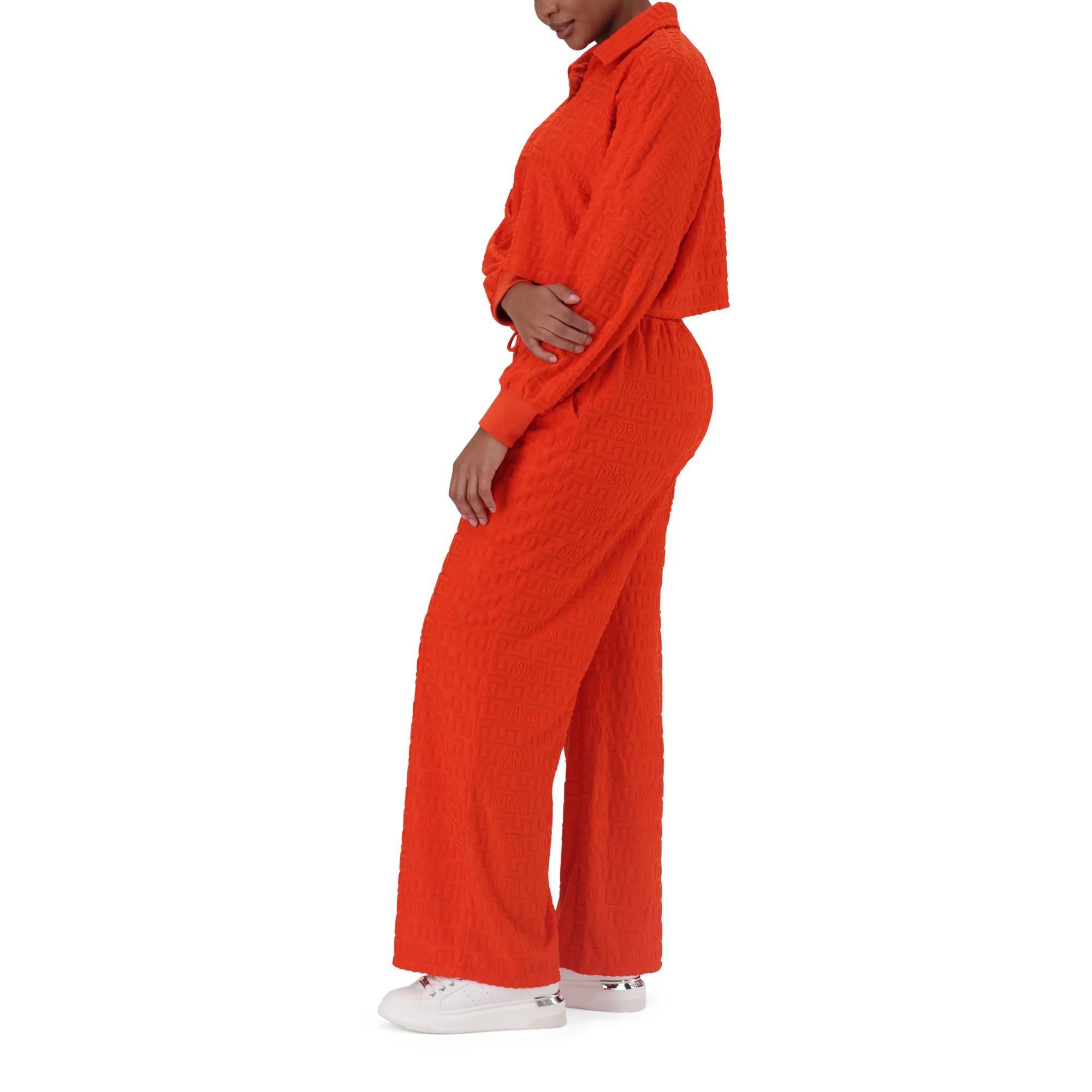 NATARA TANGERINE COLLARED TOP WITH EMBOSSED LOGO